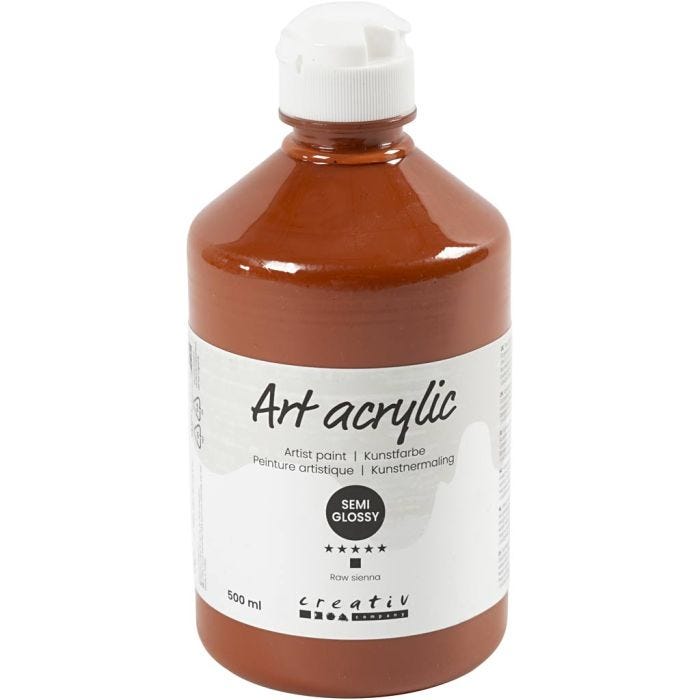 Art Akrylmaling, halvblank, dækkende, raw sienna, 500 ml/ 1 fl.