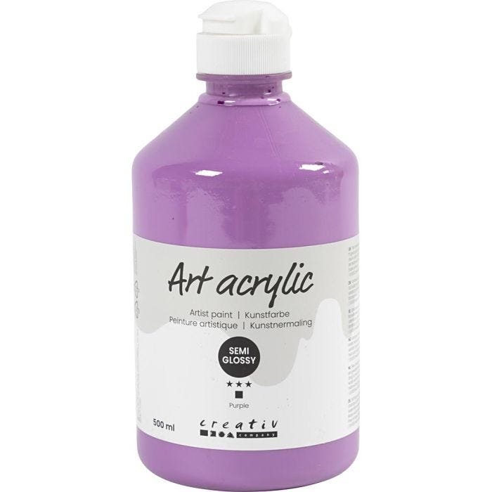Art Akrylmaling, halvblank, dækkende, lilla, 500 ml/ 1 fl.