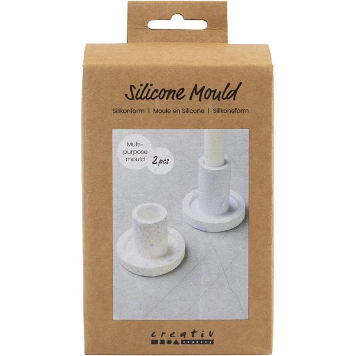Silikoneform, Lysestage, H: 6,5+7,5 cm, diam. 7,3 cm, 2 stk./ 1 pk.