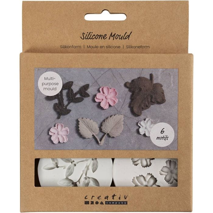 Silikoneform, Blad og blomst, H: 0,5 cm, L: 1,8-4,5 cm, 4 stk./ 1 stk.