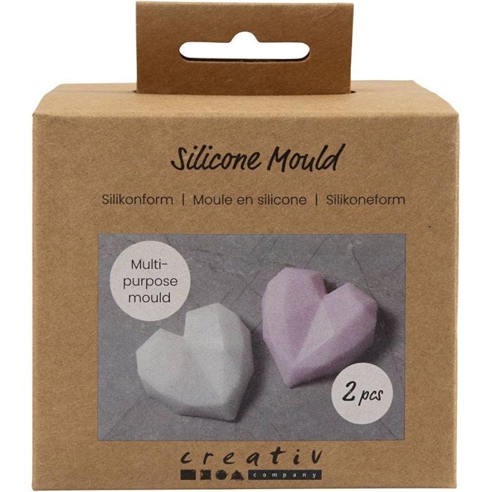 Silikoneform, Facethjerte, H: 2 cm, L: 6 cm, B: 5,8 cm, 2 stk./ 1 pk.