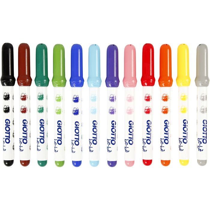 Tusch, diam. 5 mm, streg 1-3 mm, ass. farver, 12 stk./ 1 pk.