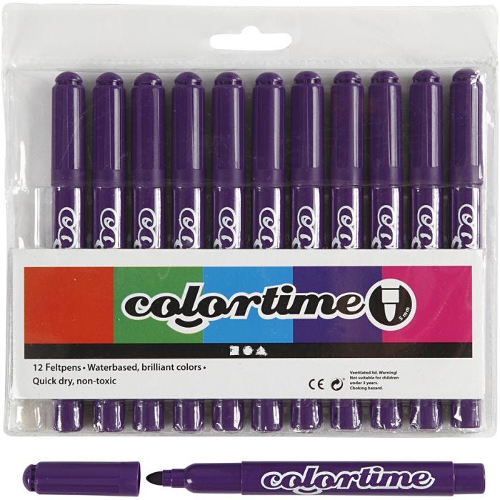 Colortime Tusch, streg 5 mm, lilla, 12 stk./ 1 pk.