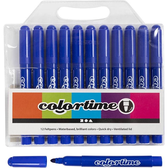 Colortime Tusch, streg 5 mm, blå, 12 stk./ 1 pk.