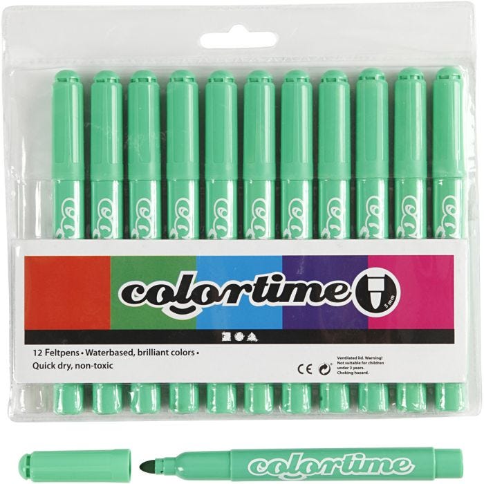 Colortime Tusch, streg 5 mm, lys grøn, 12 stk./ 1 pk.