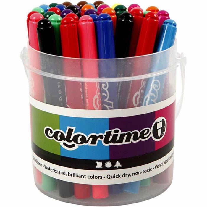 Colortime Tusch, streg 5 mm, ass. farver, 42stk./ 1 pk.