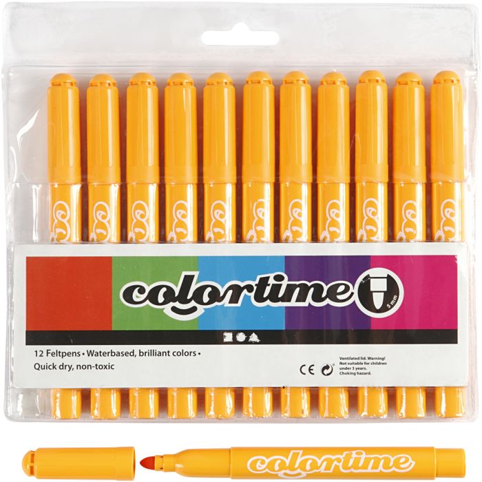 Colortime Tusch, streg 5 mm, varm gul, 12 stk./ 1 pk.
