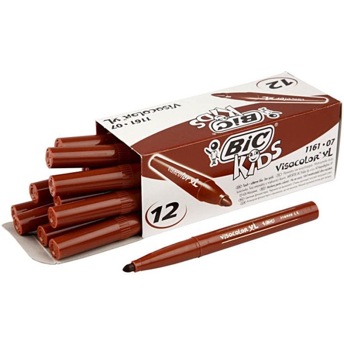 BIC Visa Color Tusch, streg 3 mm, mellem brun, 12 stk./ 1 pk.