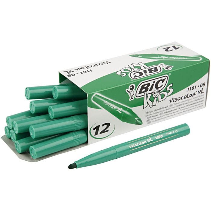 BIC Visa Color Tusch, streg 3 mm, mellem grøn, 12 stk./ 1 pk.