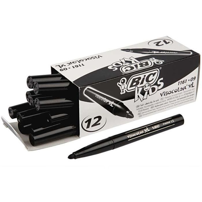 BIC Visa Color Tusch, streg 3 mm, sort, 12 stk./ 1 pk.