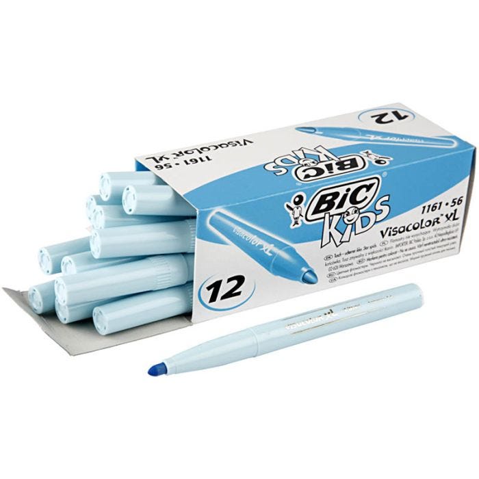 BIC Visa Color Tusch, streg 3 mm, lyseblå, 12 stk./ 1 pk.