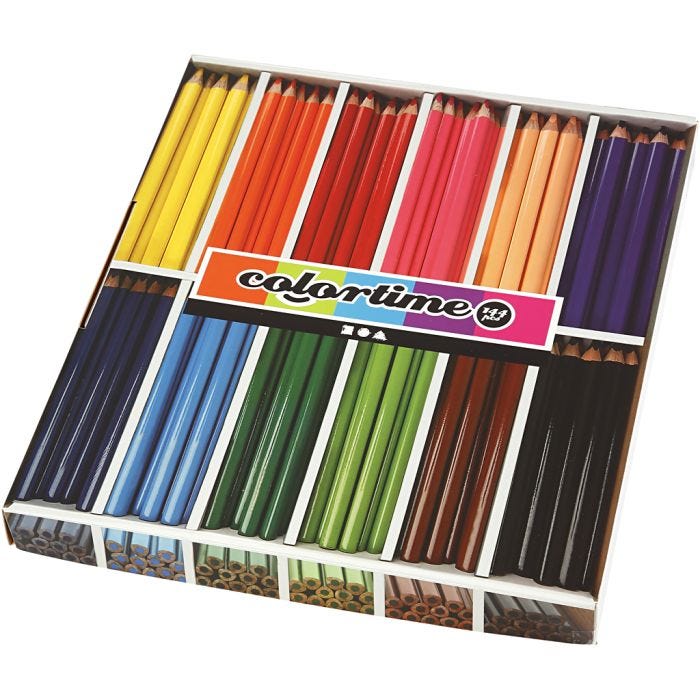 Colortime Farveblyanter, L: 17,45 cm, mine 5 mm, JUMBO, ass. farver, 12x12 stk./ 1 pk.