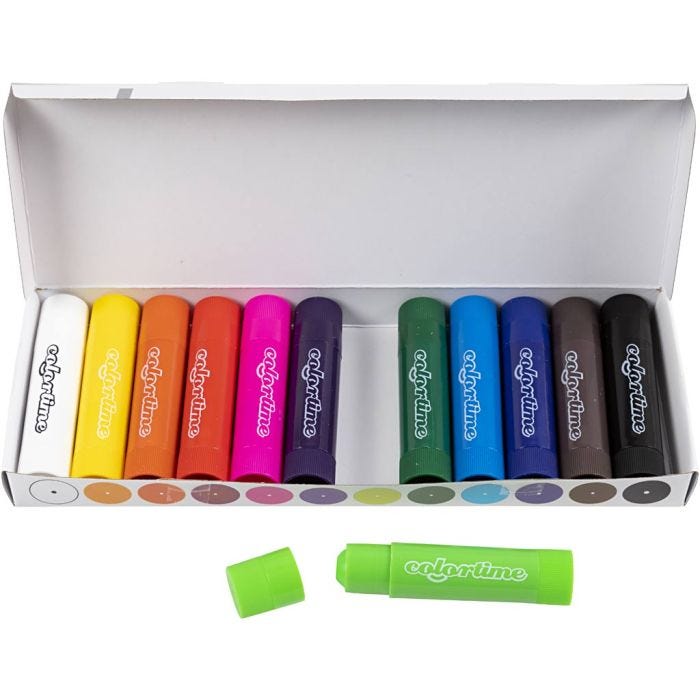 Soft Color Stick, L: 8 cm, ass. farver, 12 stk./ 1 pk.