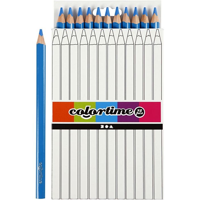 Colortime Farveblyanter, L: 17,45 cm, mine 5 mm, JUMBO, blå, 12 stk./ 1 pk.