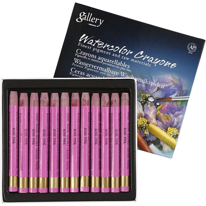 Gallery Akvarel, L: 9,3 cm, tykkelse 8 mm, frisk pink (316), 12 stk./ 1 pk.