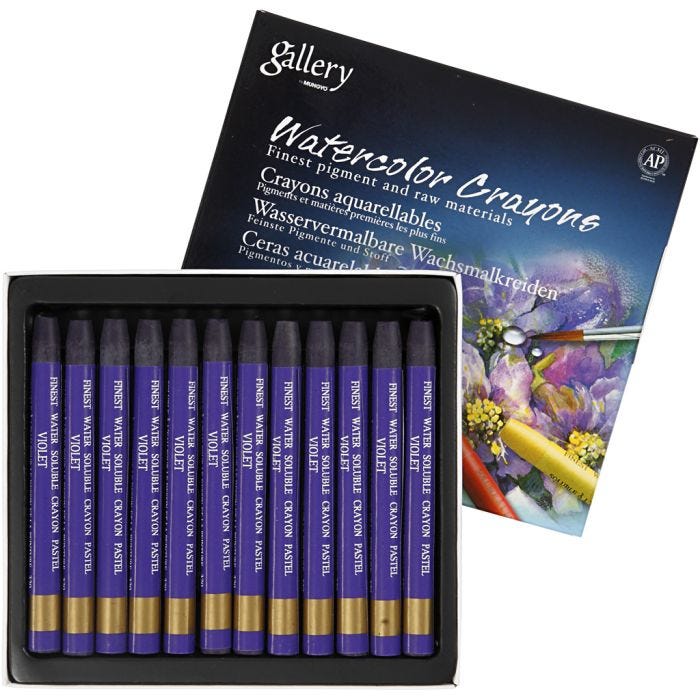 Gallery Akvarel, L: 9,3 cm, tykkelse 8 mm, violet (320), 12 stk./ 1 pk.