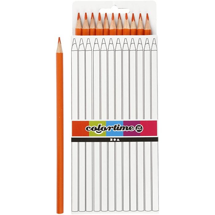 Colortime Farveblyanter, L: 17 cm, mine 3 mm, orange, 12 stk./ 1 pk.