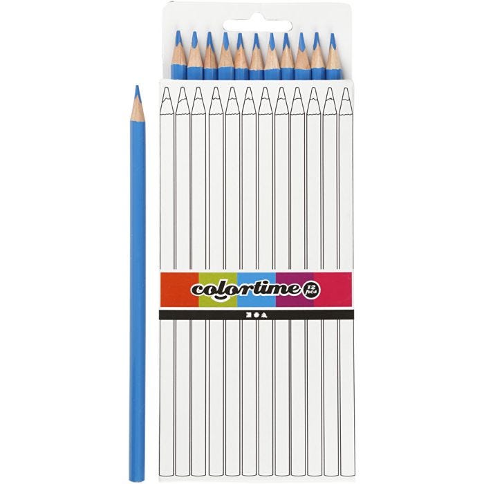 Colortime Farveblyanter, L: 17 cm, mine 3 mm, lyseblå, 12 stk./ 1 pk.
