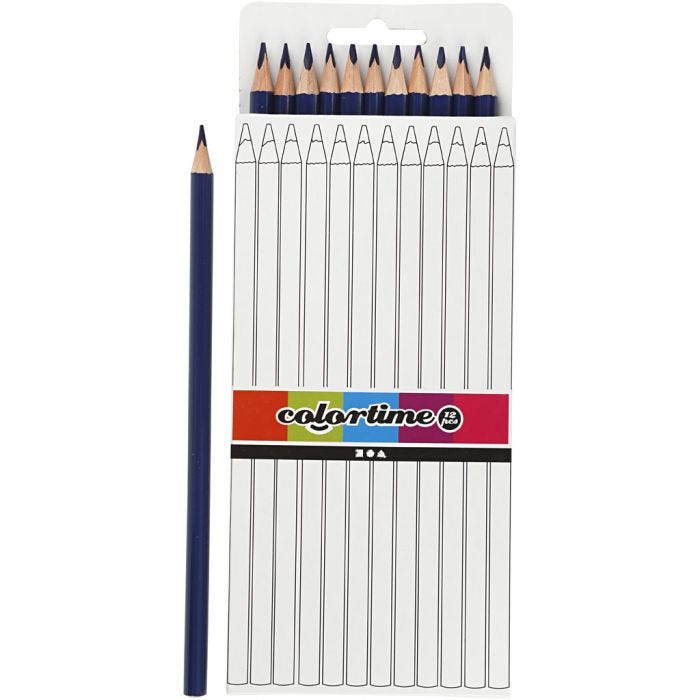 Colortime Farveblyanter, L: 17 cm, mine 3 mm, mørk blå, 12 stk./ 1 pk.