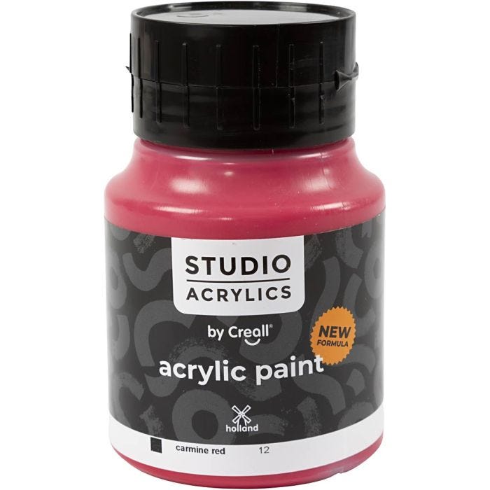 Creall Studio Akrylmaling, dækkende, carmine red (12), 500 ml/ 1 fl.