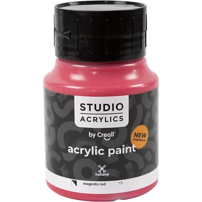 Creall Studio Akrylmaling, halvdækkende, magenta red (13), 500 ml/ 1 fl.