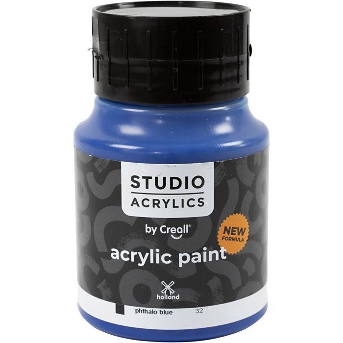 Creall Studio Akrylmaling, dækkende, phtalo blue (32), 500 ml/ 1 fl.