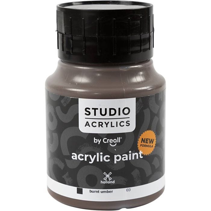 Creall Studio Akrylmaling, dækkende, burnt umber (69), 500 ml/ 1 fl.