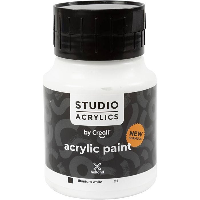 Creall Studio Akrylmaling, dækkende, white (81), 500ml/ 1 fl.