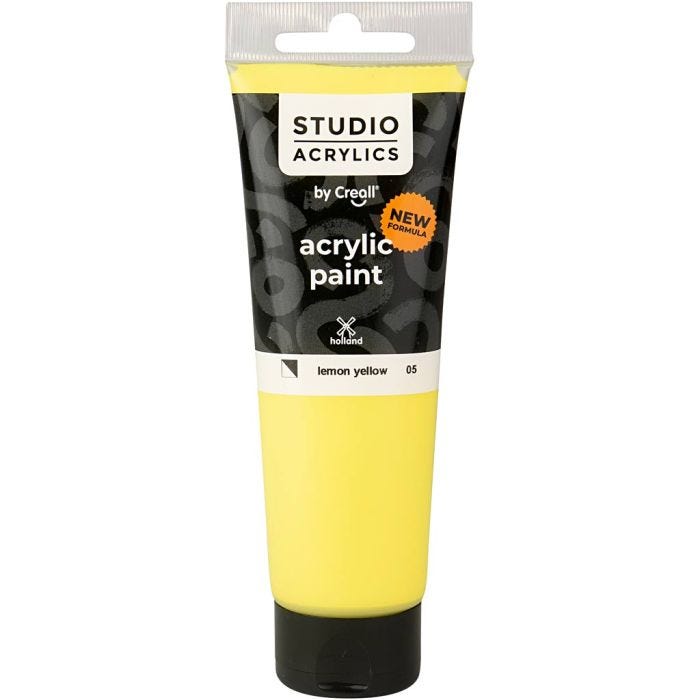 Creall Studio Akrylmaling, halvdækkende, lemon yellow (05), 120 ml/ 1 fl.