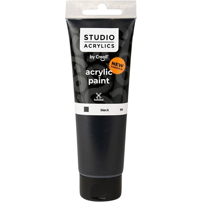 Creall Studio Akrylmaling, dækkende, black (99), 120 ml/ 1 fl.