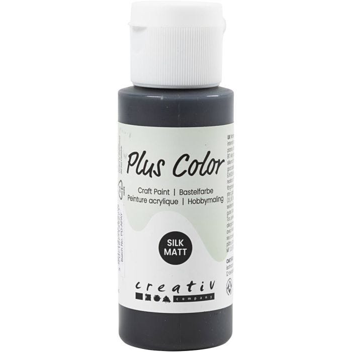 Plus Color Hobbymaling, sort, 60ml/ 1 fl.