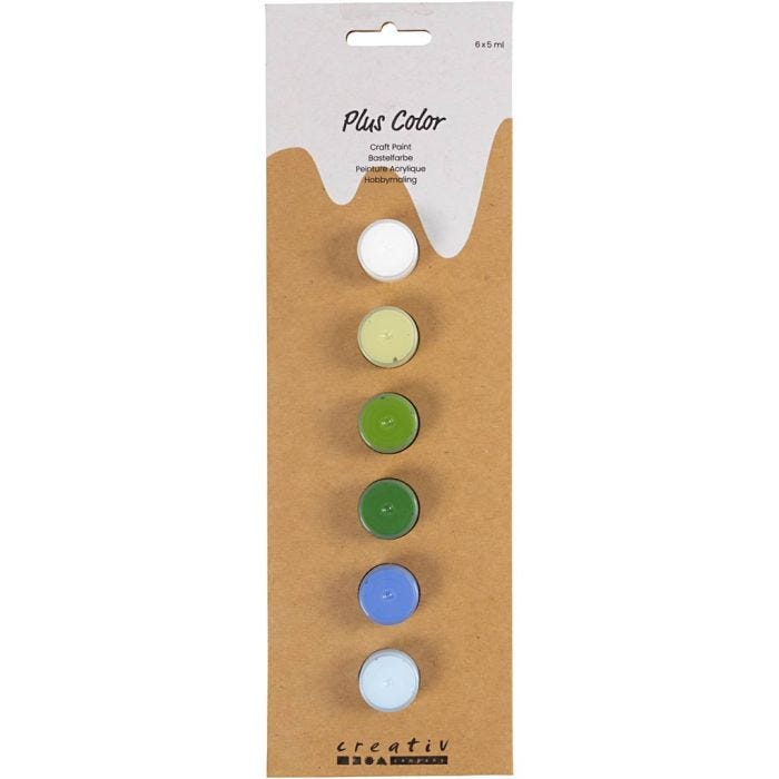 Plus Color Hobbymaling, blå/grøn harmoni, 6x5 ml/ 1 pk.