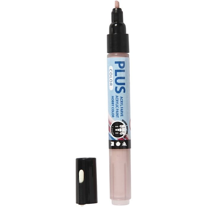 Plus Color Tusch, L: 14,5 cm, streg 1-2 mm, støvet rosa, 5,5 ml, 1 stk.