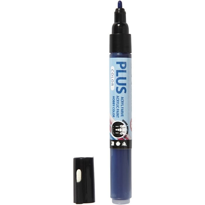 Plus Color Tusch, L: 14,5 cm, streg 1-2 mm, marineblå, 5,5 ml, 1 stk.