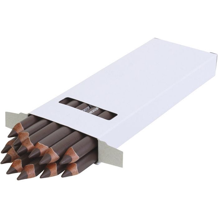 edu Kraftige Farveblyanter, tykkelse 10 mm, mine 6,25 mm, mørk brun, 12 stk./ 1 pk.