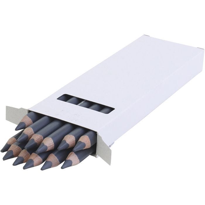 edu Kraftige Farveblyanter, tykkelse 10 mm, mine 6,25 mm, grå, 12 stk./ 1 pk.