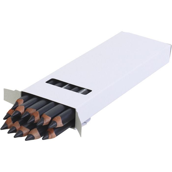 edu Kraftige Farveblyanter, tykkelse 10 mm, mine 6,25 mm, sort, 12 stk./ 1 pk.