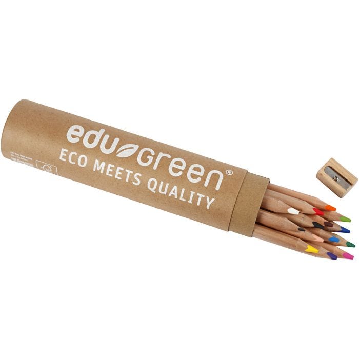 Edugreen Kraftige Farveblyanter, mine 5 mm, ass. farver, 12 stk./ 1 pk.