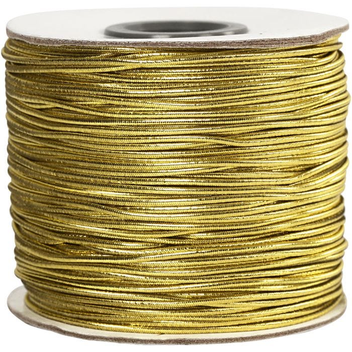 Elastiksnor, tykkelse 1 mm, guld, 100 m/ 1 rl.