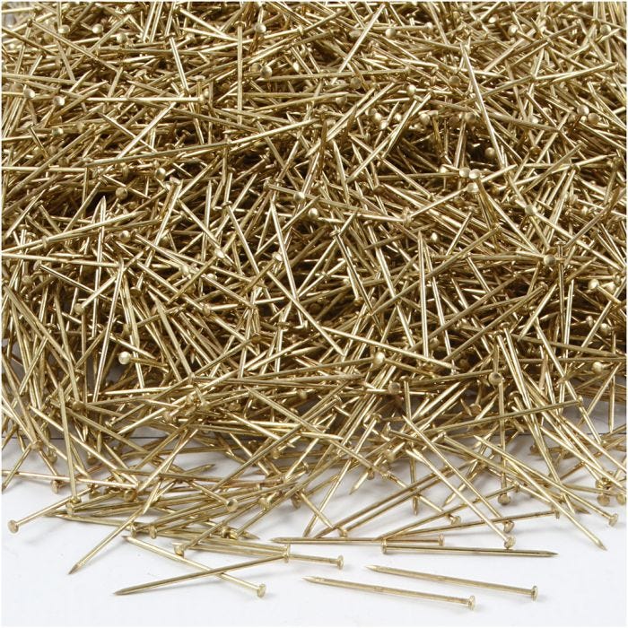 Knappenåle, L: 18 mm, tykkelse 0,6 mm, guld, 500 g/ 1 pk.