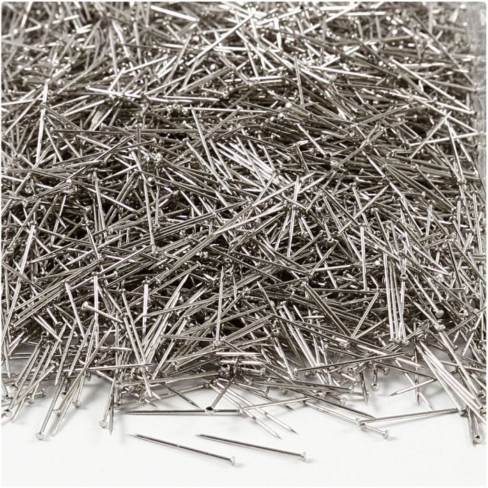 Knappenåle, L: 18 mm, tykkelse 0,6 mm, sølv, 500 g/ 1 pk.