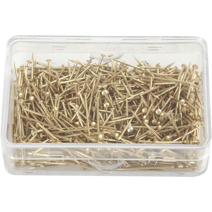Knappenåle, L: 16 mm, tykkelse 0,65 mm, guld, 35 g/ 1 pk.