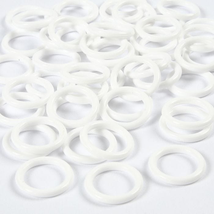 Plastring, str. 15 mm, tykkelse 2 mm, hvid, 50 stk./ 1 pk.