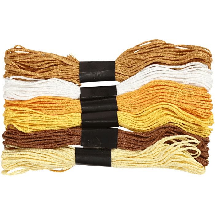Broderigarn, tykkelse 1 mm, gylden, 6 bdt./ 1 pk.