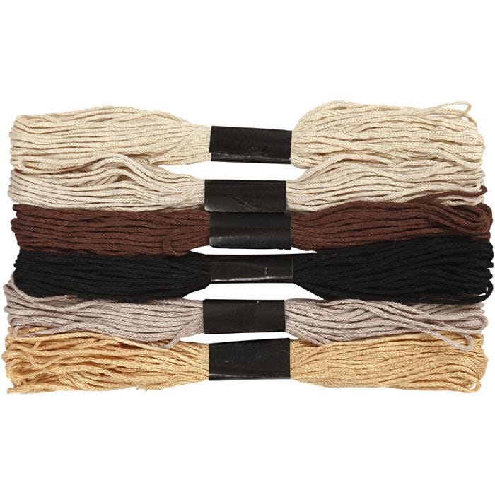 Broderigarn, 1 mm, natur, 6bdt./ 1 pk.