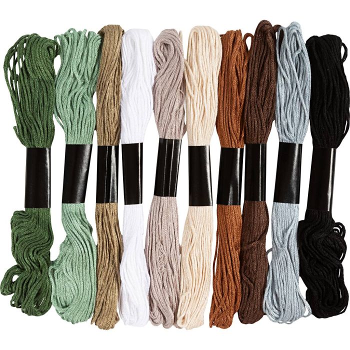 Broderigarn, tykkelse 1 mm, Naturfarver, 10x8 m/ 1 pk.