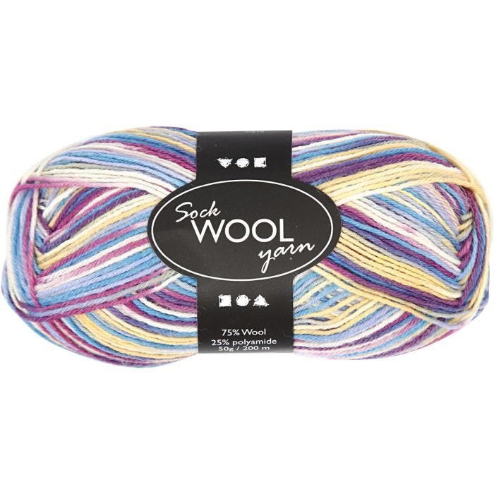 Strømpegarn, L: 200 M, lilla/pink harmoni, 50 g/ 1 ngl.
