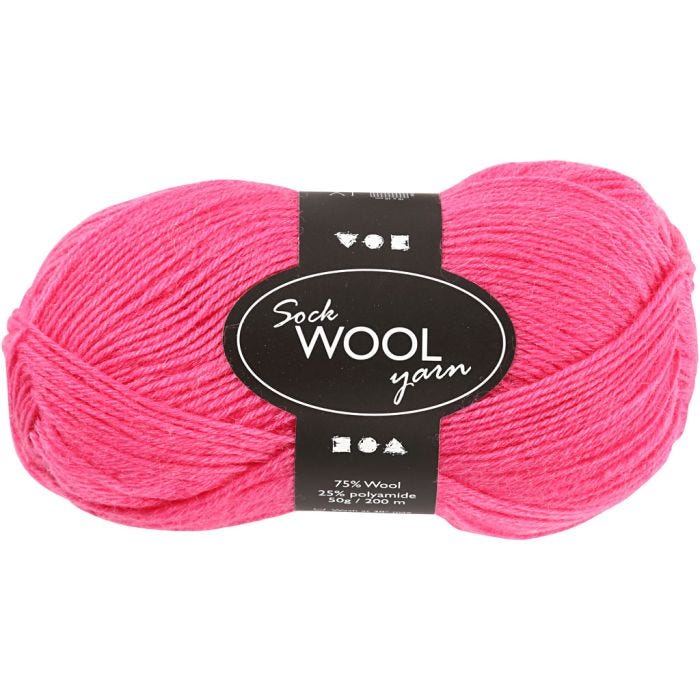 Strømpegarn, L: 200 M, pink, 50 g/ 1 ngl.