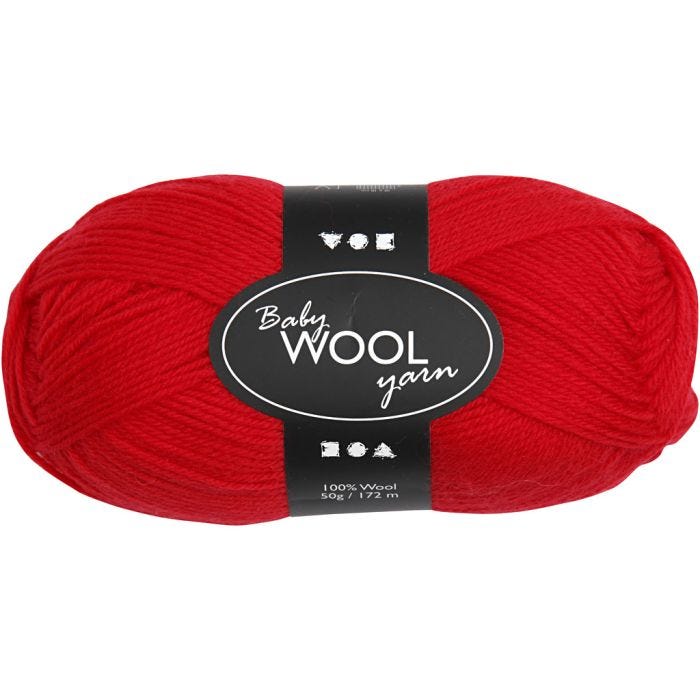 Babygarn, L: 172 M, rød, 50 g/ 1 ngl.