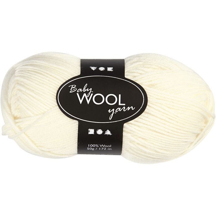 Babygarn, L: 172 M, creme, 50 g/ 1 ngl.
